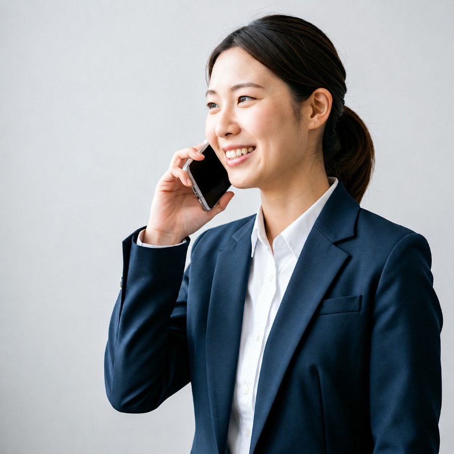 Profesional sonriente durante una llamada telefónica