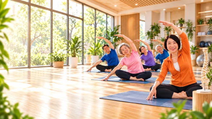 Cùng tập luyện cột sống trong không gian sáng và vui vẻ